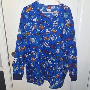 NWT Dickies Scrub Top~Jacket~Dental~Teeth~Brush~Floss~Rinse~Pockets~4XL